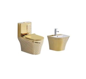 Bộ bồn cầu & lavabo ST-1029G + SWB-401G – Đỉnh cao sang trọng với công nghệ mạ vàng