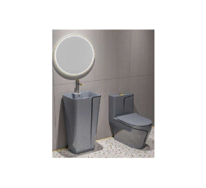 Bộ bồn cầu 1 khối ST-1029GBL + SSB-301GBL – Xám viền đen hiện đại