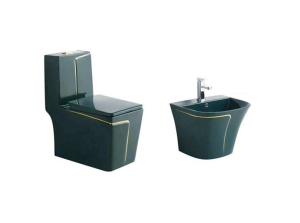 Bộ bồn cầu & lavabo ST-1021GBL + SWB-401GBL – Sang trọng và tinh tế với sắc xanh ngọc